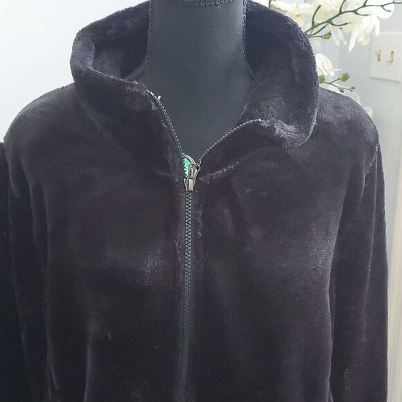 Plush Faux Fur Full Zip Jacket Black XL | 32 Degrees - Picture 7 of 9